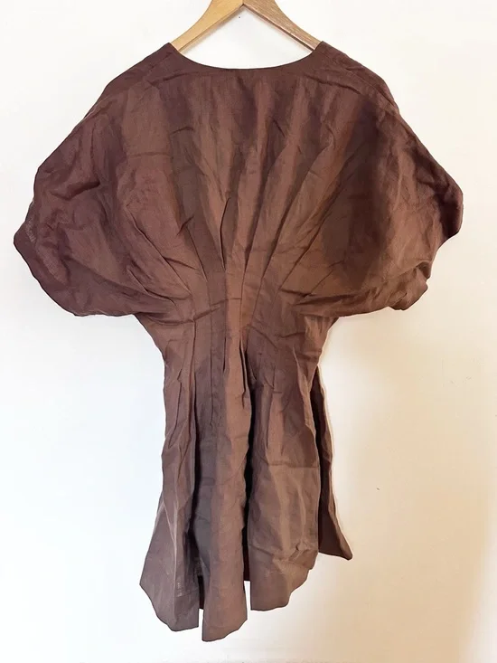 Anthropologie The Tobie Linen Pleated Mini Shirt Dress by Exquise - Picture 9 of 10